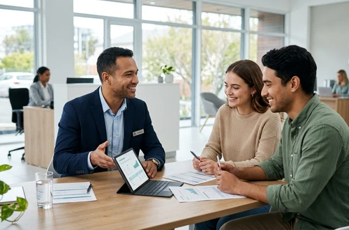 Customer getting answers about their car loan