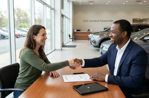 Happy borrower receiving car keys